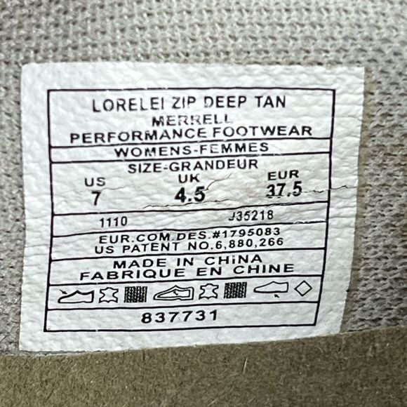 Merrell Lorelei Zip Up Slip On Comfort Mesh Deep Tan Shoe Womens 7 - Picture 9 of 9